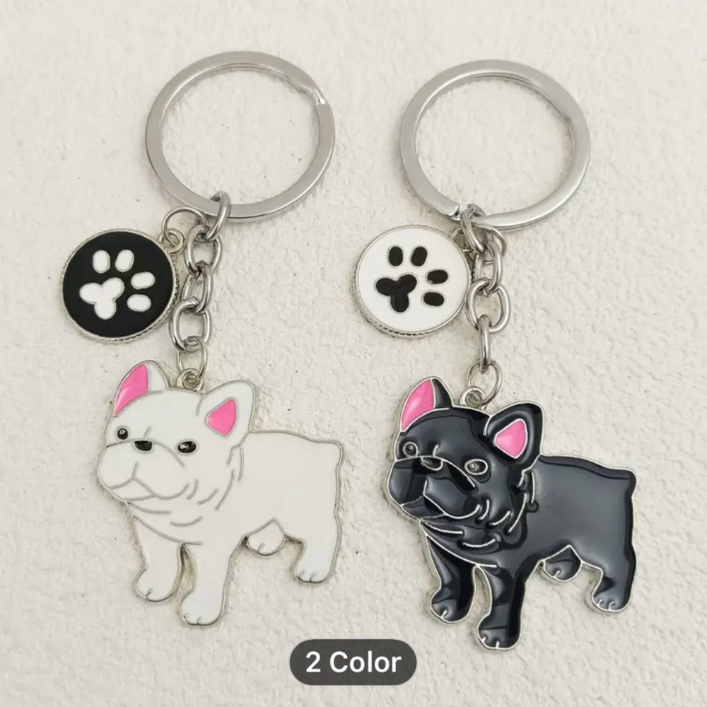 Frenchie French Bulldog Keychain NWT Black or White